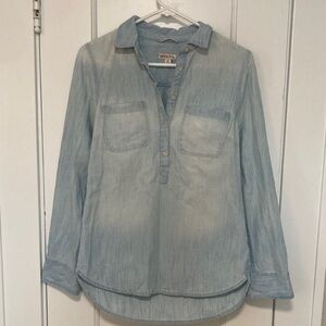 Merona Light Blue Denim Chambray Top
